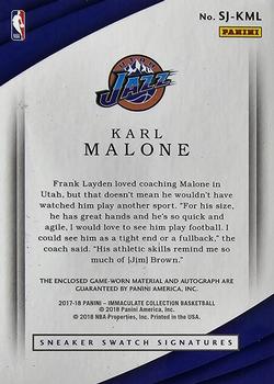 2017-18 Panini Immaculate Collection - Sneaker Swatches Signatures Gold #SN-KML Karl Malone Back