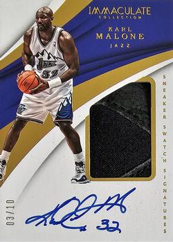 2017-18 Panini Immaculate Collection - Sneaker Swatches Signatures Gold #SN-KML Karl Malone Front