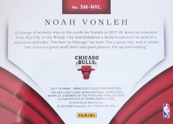 2017-18 Panini Immaculate Collection - Standout Memorabilia Gold #SM-NVL Noah Vonleh Back
