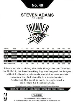 2018-19 Hoops - Artist Proof #40 Steven Adams Back