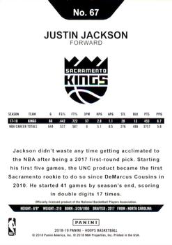 2018-19 Hoops - Artist Proof #67 Justin Jackson Back