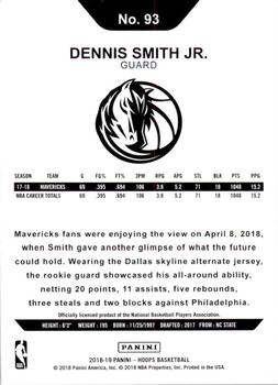 2018-19 Hoops - Artist Proof #93 Dennis Smith Jr. Back