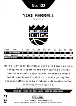 2018-19 Hoops - Artist Proof #133 Yogi Ferrell Back
