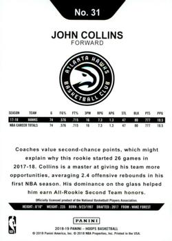 2018-19 Hoops - Blue #31 John Collins Back