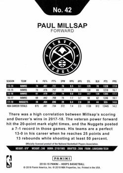 2018-19 Hoops - Blue #42 Paul Millsap Back