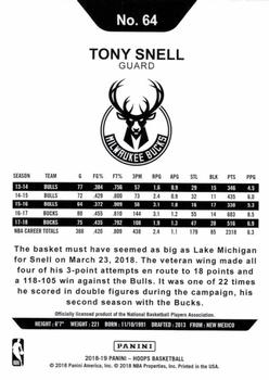2018-19 Hoops - Blue #64 Tony Snell Back