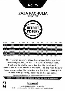 2018-19 Hoops - Blue #75 Zaza Pachulia Back