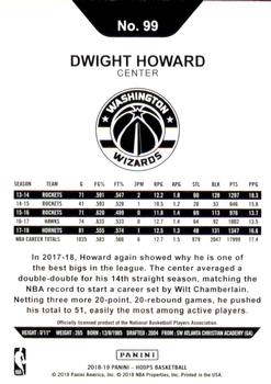 2018-19 Hoops - Green Checkerboard #99 Dwight Howard Back