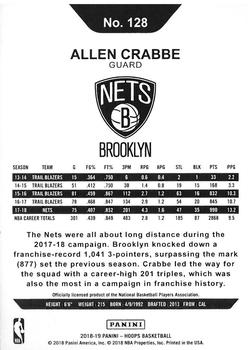 2018-19 Hoops - Green Checkerboard #128 Allen Crabbe Back