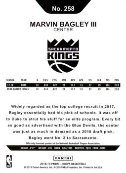 2018-19 Hoops - Purple #258 Marvin Bagley III Back