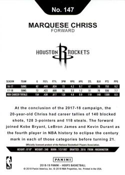 2018-19 Hoops Winter - Purple #147 Marquese Chriss Back