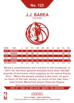 2018-19 Hoops - Red Backs #123 J.J. Barea Back