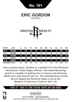 2018-19 Hoops - Silver #101 Eric Gordon Back