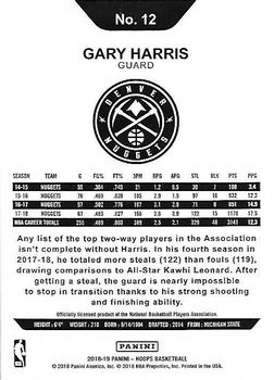 2018-19 Hoops - Teal Explosion #12 Gary Harris Back