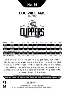 2018-19 Hoops - Teal Explosion #85 Lou Williams Back