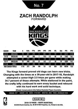 2018-19 Hoops Winter #7 Zach Randolph Back