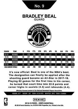 2018-19 Hoops Winter #9 Bradley Beal Back