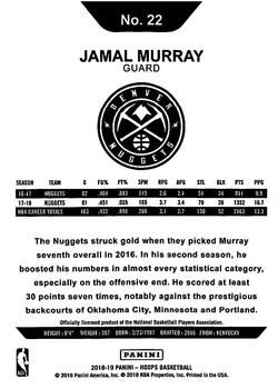 2018-19 Hoops Winter #22 Jamal Murray Back