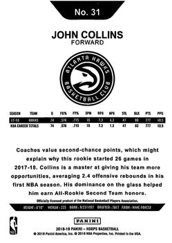 2018-19 Hoops Winter #31 John Collins Back