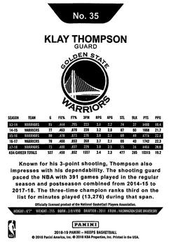 2018-19 Hoops Winter #35 Klay Thompson Back