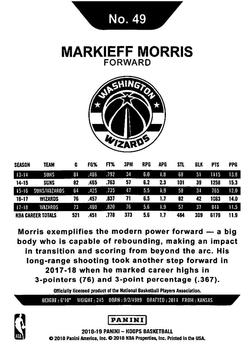 2018-19 Hoops Winter #49 Markieff Morris Back