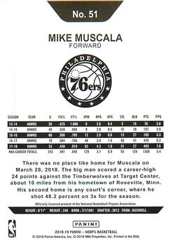 2018-19 Hoops Winter #51 Mike Muscala Back