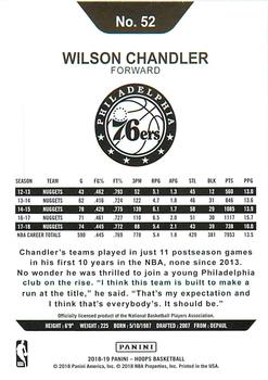 2018-19 Hoops Winter #52 Wilson Chandler Back