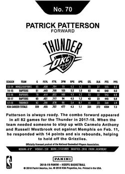 2018-19 Hoops Winter #70 Patrick Patterson Back
