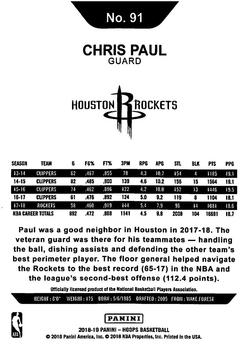 2018-19 Hoops Winter #91 Chris Paul Back