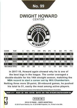 2018-19 Hoops Winter #99 Dwight Howard Back