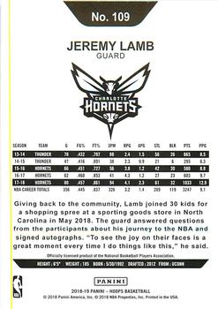 2018-19 Hoops Winter #109 Jeremy Lamb Back