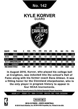 2018-19 Hoops Winter #142 Kyle Korver Back