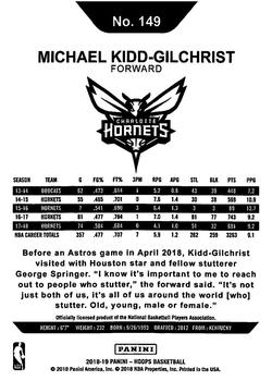2018-19 Hoops Winter #149 Michael Kidd-Gilchrist Back