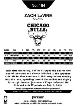 2018-19 Hoops Winter #164 Zach LaVine Back