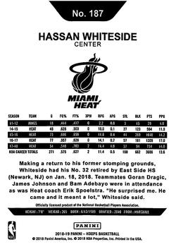 2018-19 Hoops Winter #187 Hassan Whiteside Back
