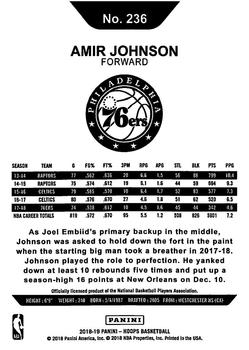 2018-19 Hoops Winter #236 Amir Johnson Back