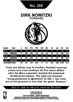 2018-19 Hoops Winter #285 Dirk Nowitzki Back