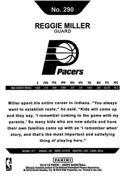 2018-19 Hoops Winter #290 Reggie Miller Back