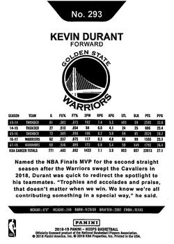 2018-19 Hoops Winter #293 Kevin Durant Back