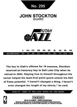 2018-19 Hoops Winter #295 John Stockton Back