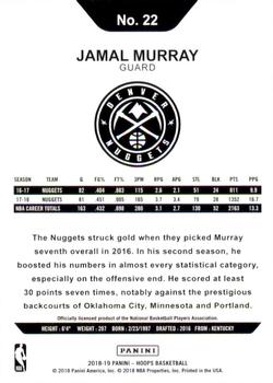 2018-19 Hoops - Yellow #22 Jamal Murray Back