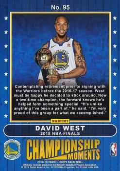2018-19 Hoops - Road to the Finals #95 David West Back