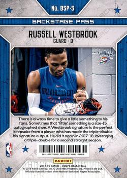 2018-19 Hoops - Backstage Pass #BSP-5 Russell Westbrook Back