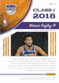 2018-19 Hoops Winter - Class of 2018 #2 Marvin Bagley III Back