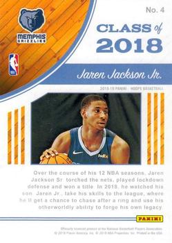 2018-19 Hoops Winter - Class of 2018 #4 Jaren Jackson Jr. Back