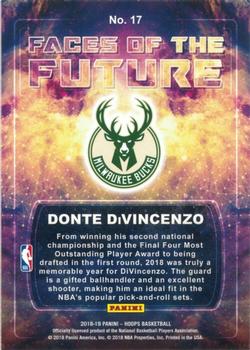 2018-19 Hoops - Faces of the Future Holo #17 Donte DiVincenzo Back