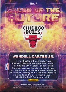 2018-19 Hoops Winter - Faces of the Future #7 Wendell Carter Jr. Back