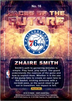 2018-19 Hoops Winter - Faces of the Future #16 Zhaire Smith Back