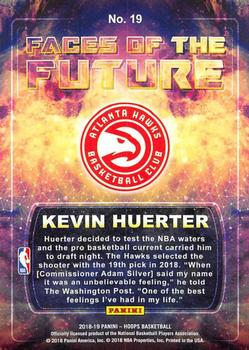 2018-19 Hoops Winter - Faces of the Future #19 Kevin Huerter Back
