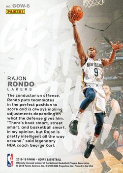 2018-19 Hoops Winter - Get Out The Way #GOW-6 Rajon Rondo Back